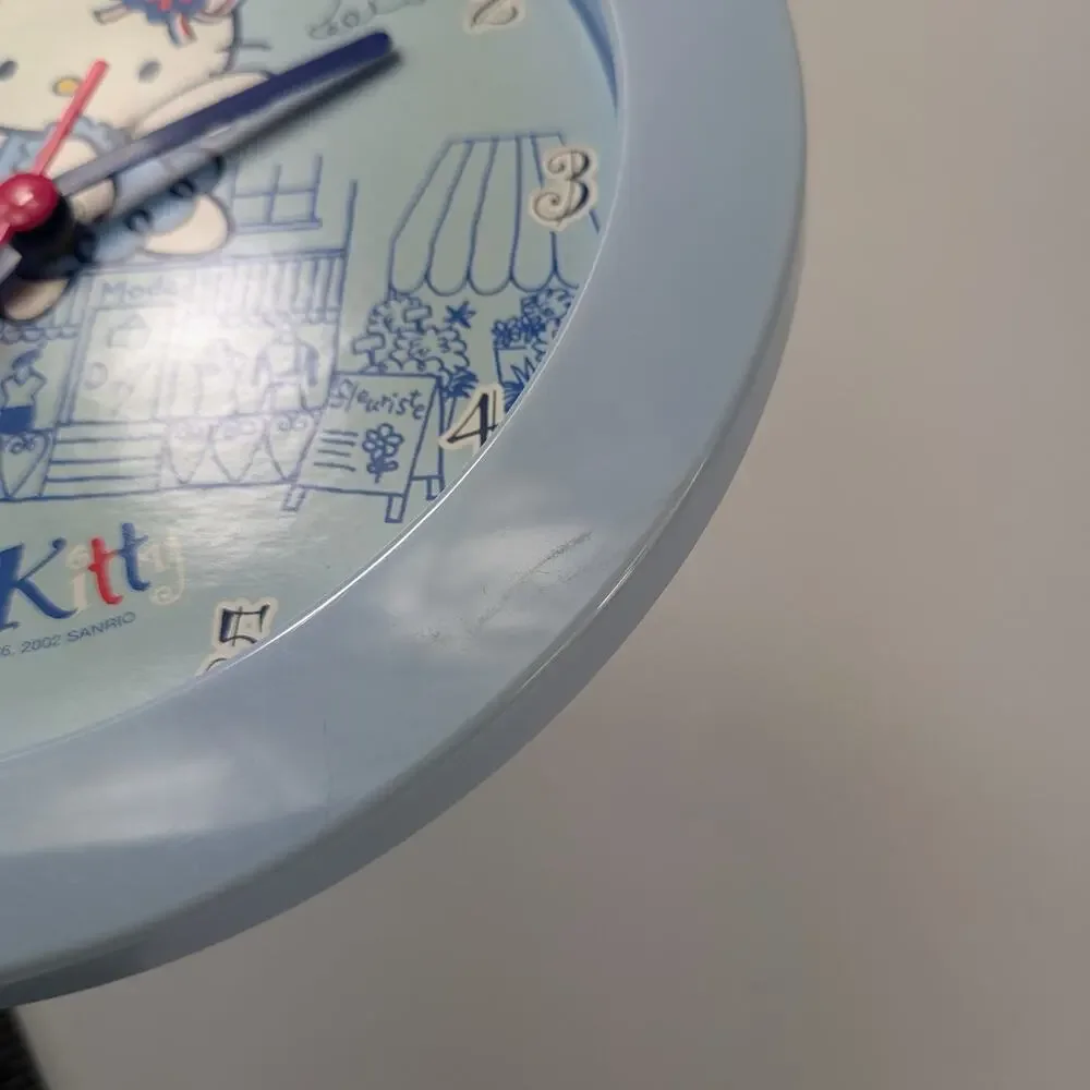 Sanrio Hello Kitty Wall Clock Working Vintage 2002 Baby Blue Angel 7.75